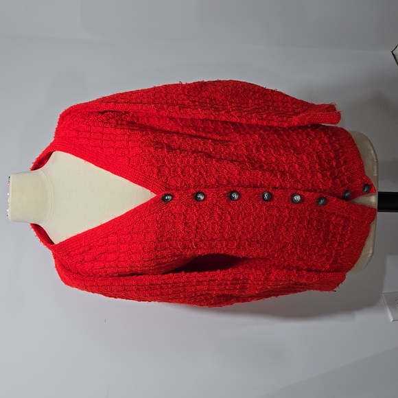 Handmade Sweaters - Hand knit red cardigan